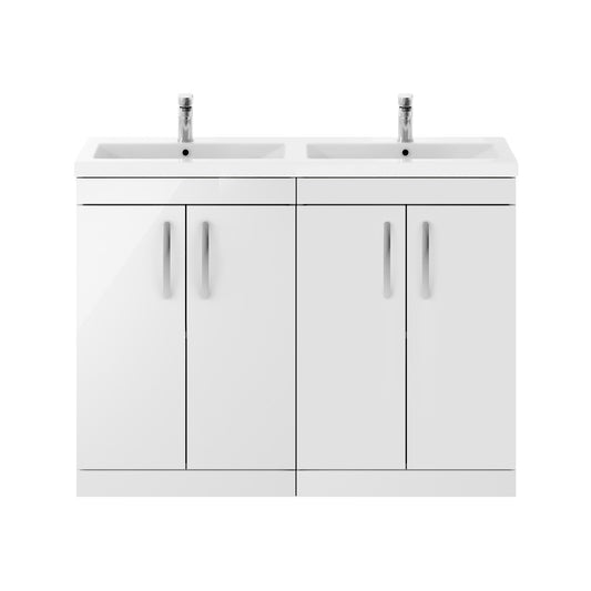 Fairford Carnation 1200mm Gloss White Floor Standing 4 Door Vanity Unit