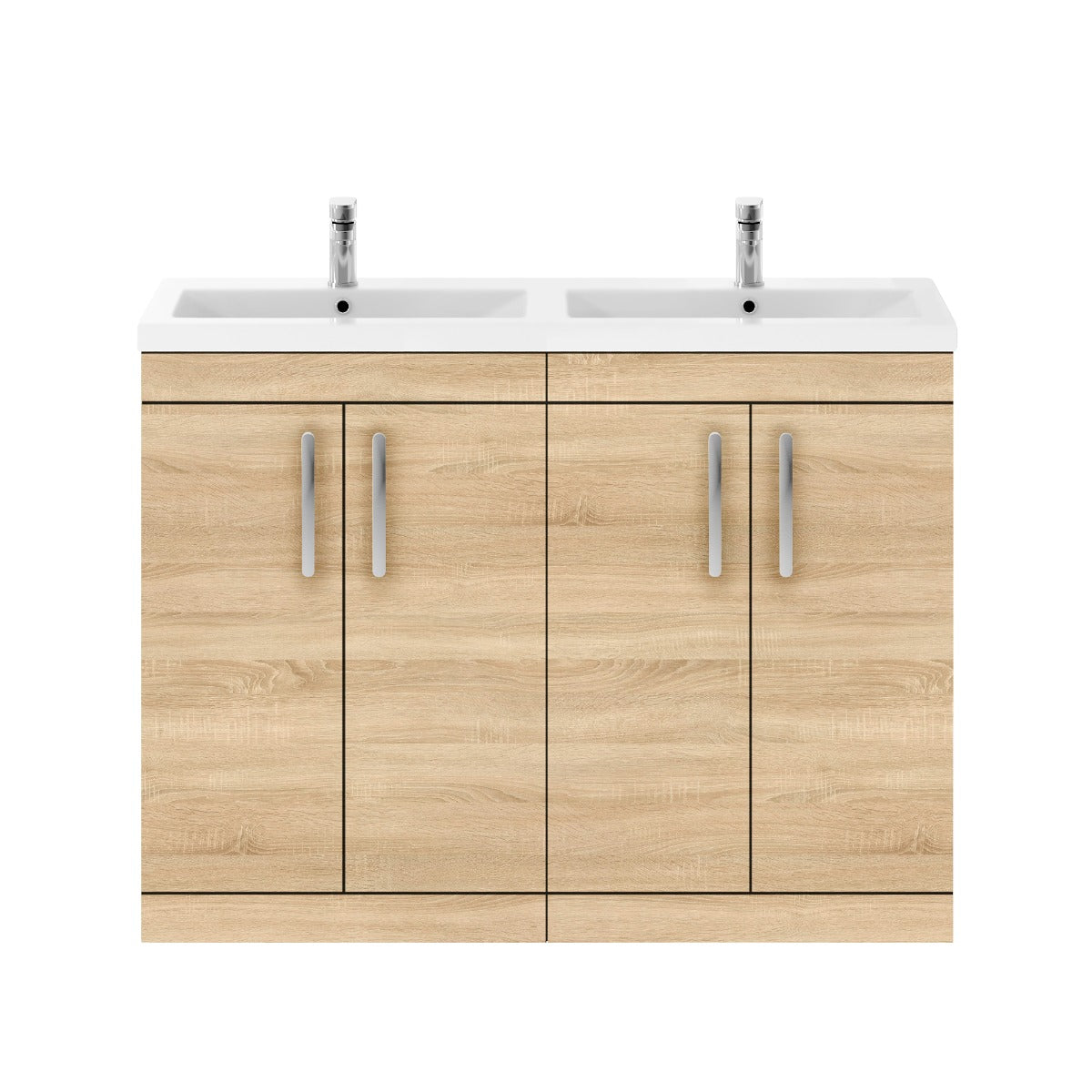 Fairford Carnation 1200mm Natural Oak Floor Standing 4 Door Vanity Unit