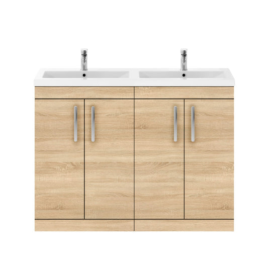 Fairford Carnation 1200mm Natural Oak Floor Standing 4 Door Vanity Unit
