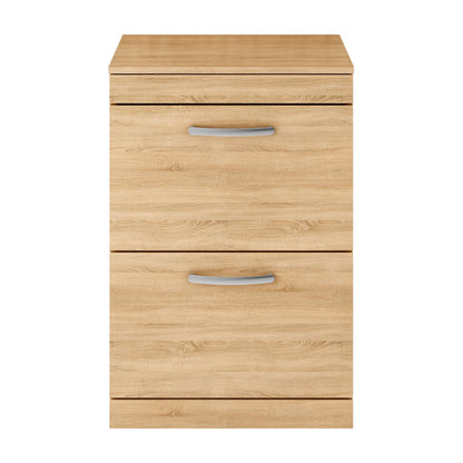 Fairford Carnation 600mm Natural Oak Floor Standing 2 Drawer Vanity Unit, with Worktop