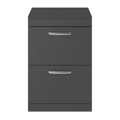 Fairford Carnation 600mm Gloss Grey Floor Standing 2 Drawer Vanity Unit, with Worktop