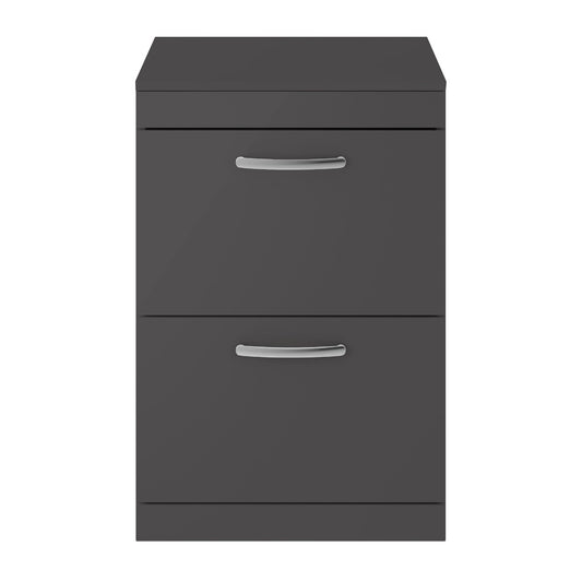 Fairford Carnation 600mm Gloss Grey Floor Standing 2 Drawer Vanity Unit, with Worktop