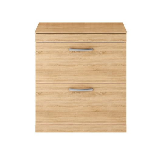 Fairford Carnation 800mm Natural Oak Floor Standing 2 Drawer Vanity Unit, with Worktop