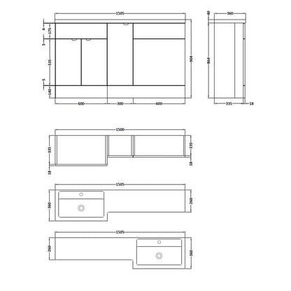 1500mm Gloss White Right Hand Pack