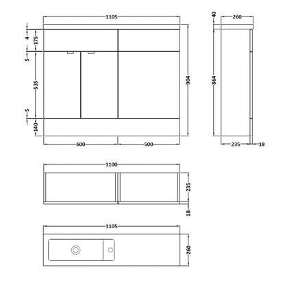 Fairford Union 1100mm Gloss White Pack