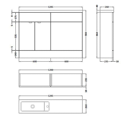 Fairford Union 1200mm Gloss White Pack