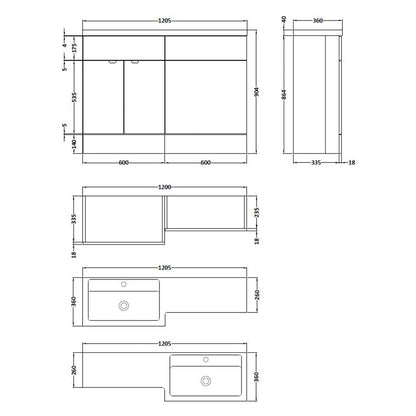 1200mm Grey Woodgrain Right Hand Pack
