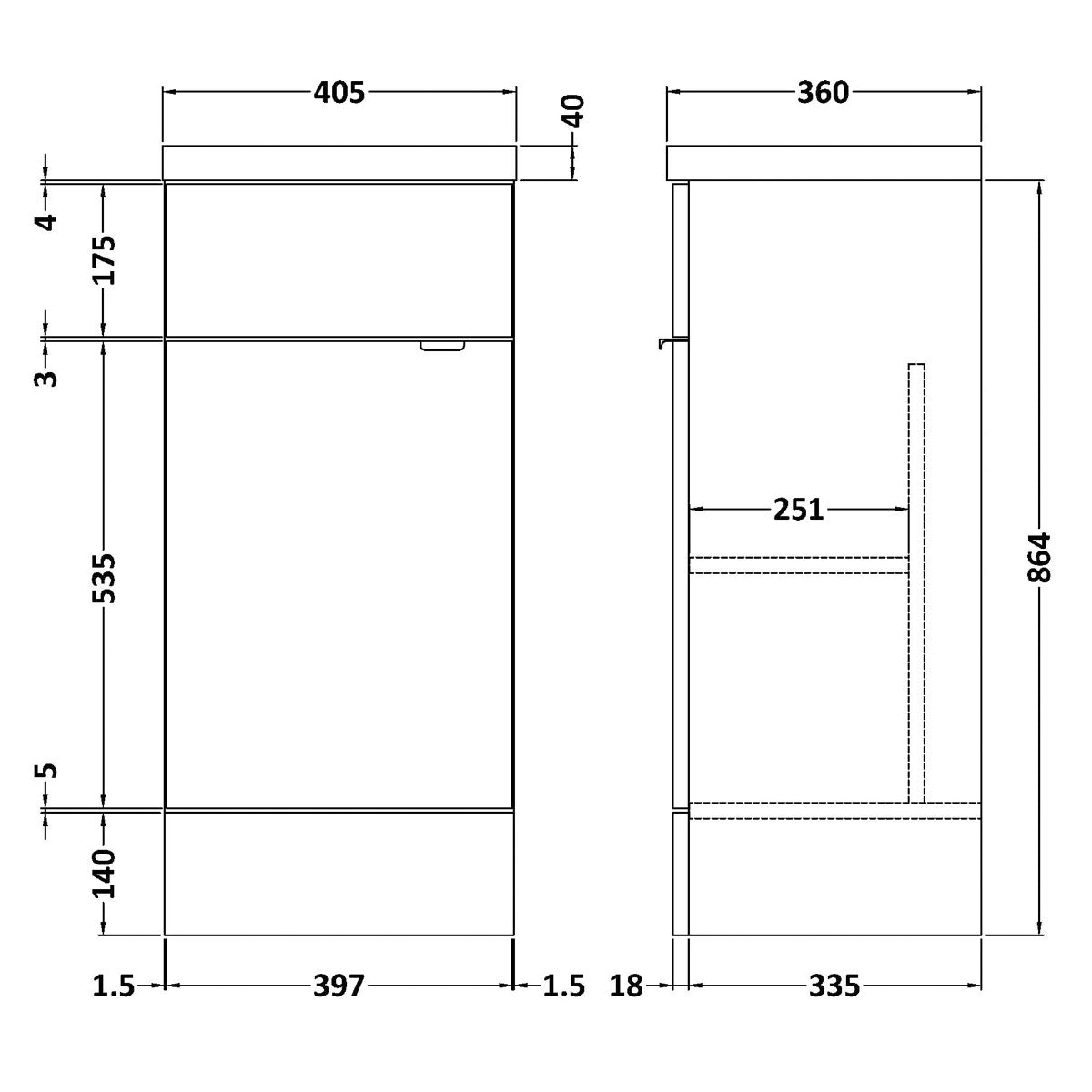 Fairford Union 400mm Full Depth Gloss White Vanity Unit