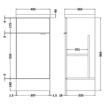 Fairford Union 400mm Full Depth Grey Woodgrain Vanity Unit & Basin