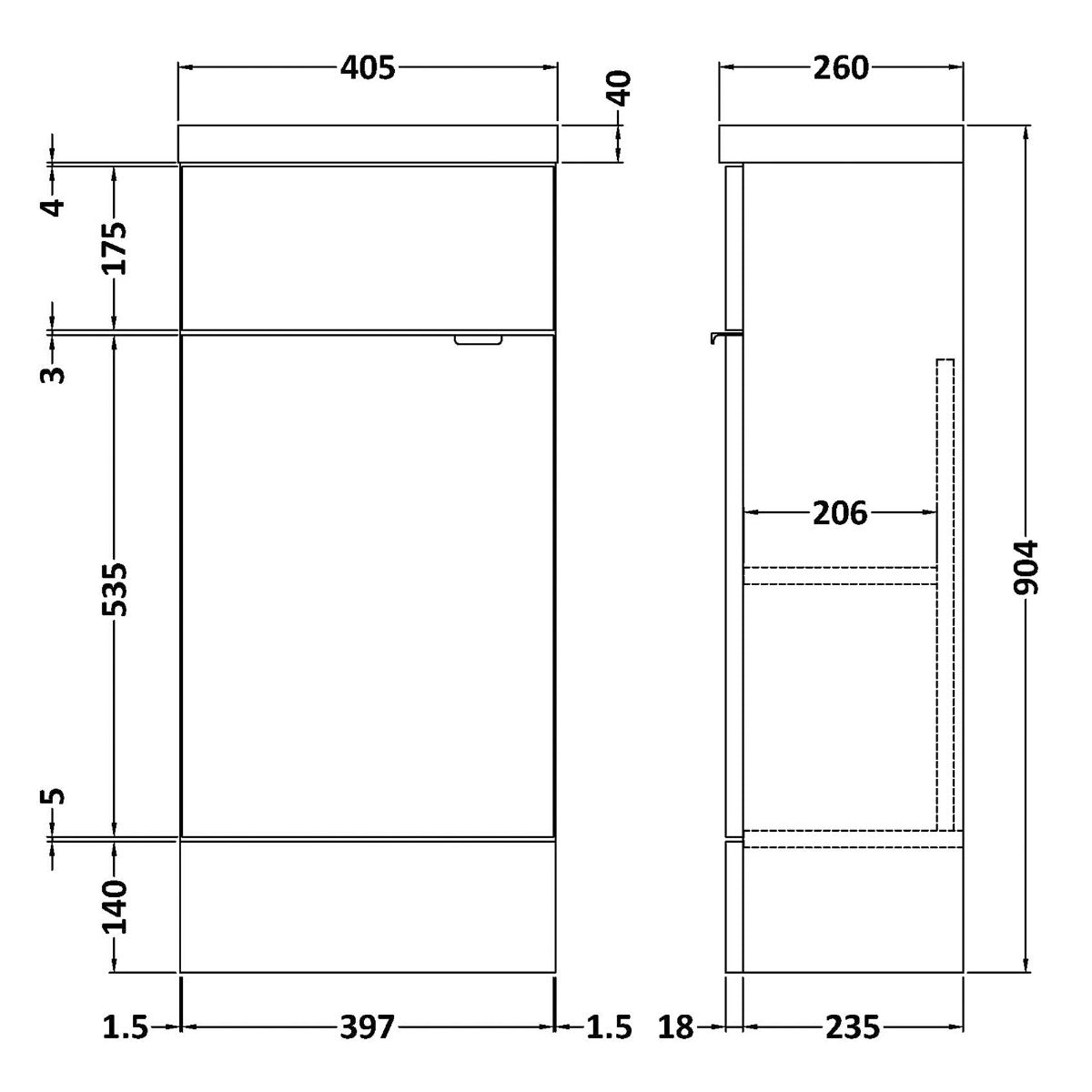 Fairford Union 400mm Slimline Grey Woodgrain Vanity Unit