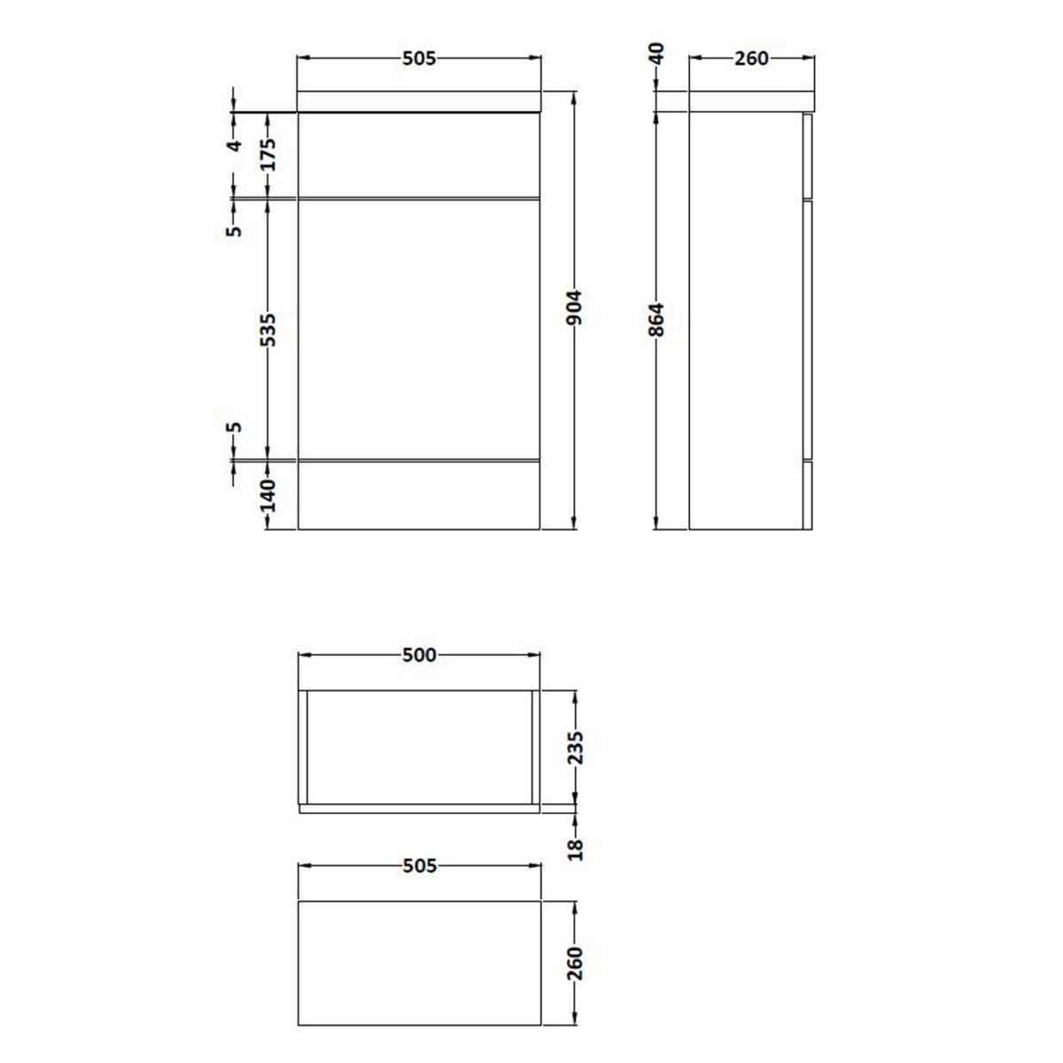 Fairford Union 500mm Slimline Grey Woodgrain WC Unit with Top