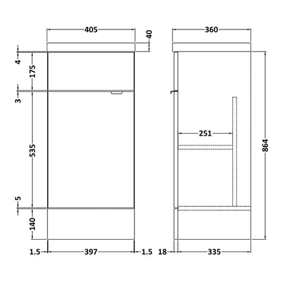Fairford Union 400mm Full Depth Gloss Grey Vanity Unit