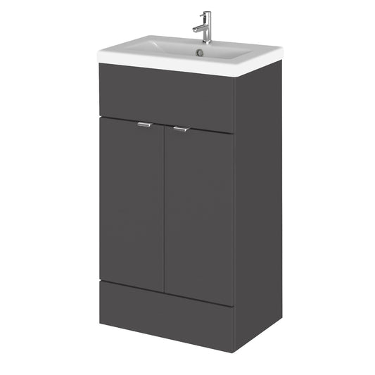 Fairford Union 500mm Full Depth Gloss Grey Vanity Unit