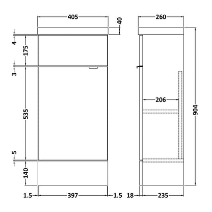 Fairford Union 400mm Slimline Gloss Grey Vanity Unit