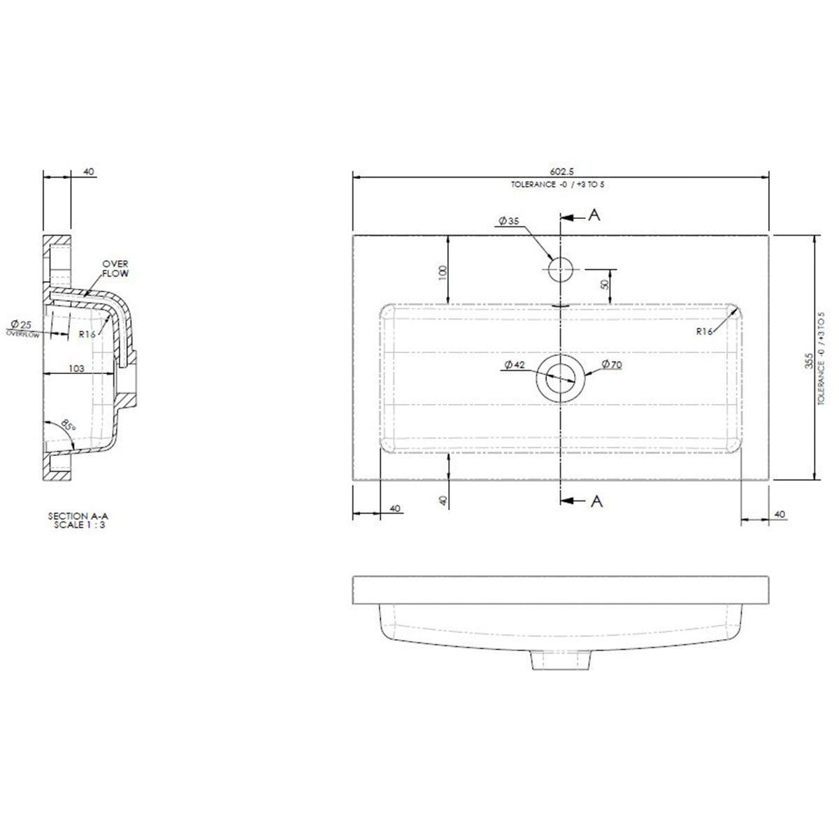 Fairford Union 600mm Full Depth Basin