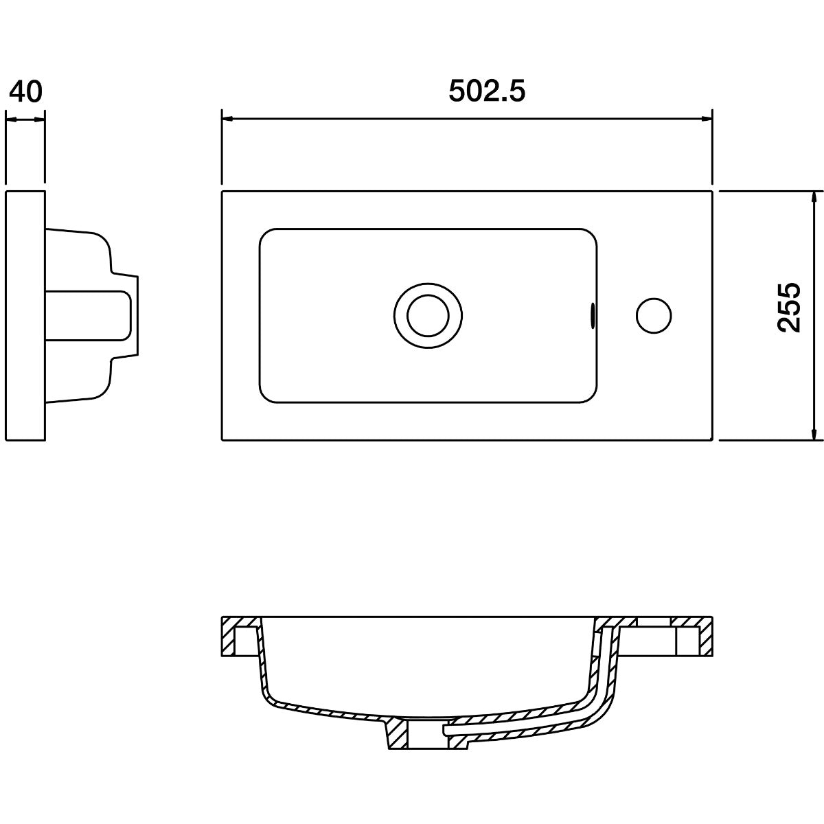 Fairford Union 500mm Slimline Basin