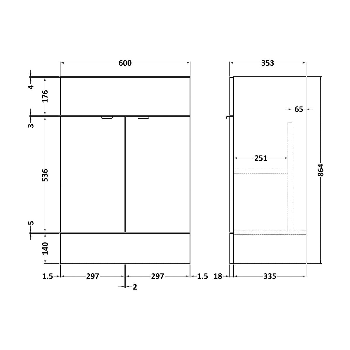 Fairford Union 600mm Full Depth White Vanity Unit