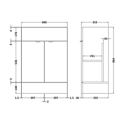 Fairford Union 600mm Full Depth White Vanity Unit