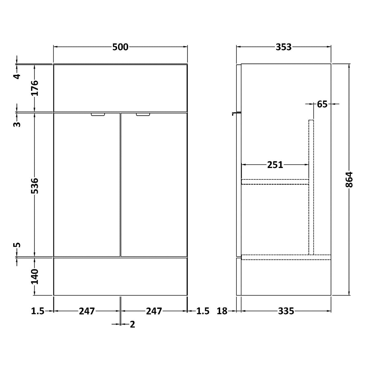 Fairford Union 500mm Full Depth White Vanity Unit