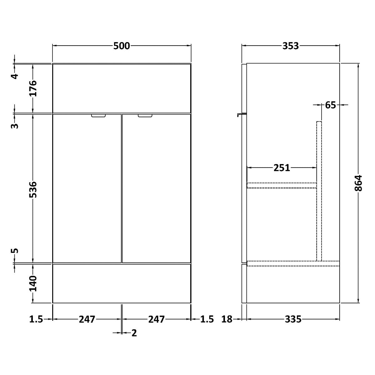 Fairford Union 500mm Full Depth Drift Wood Vanity Unit