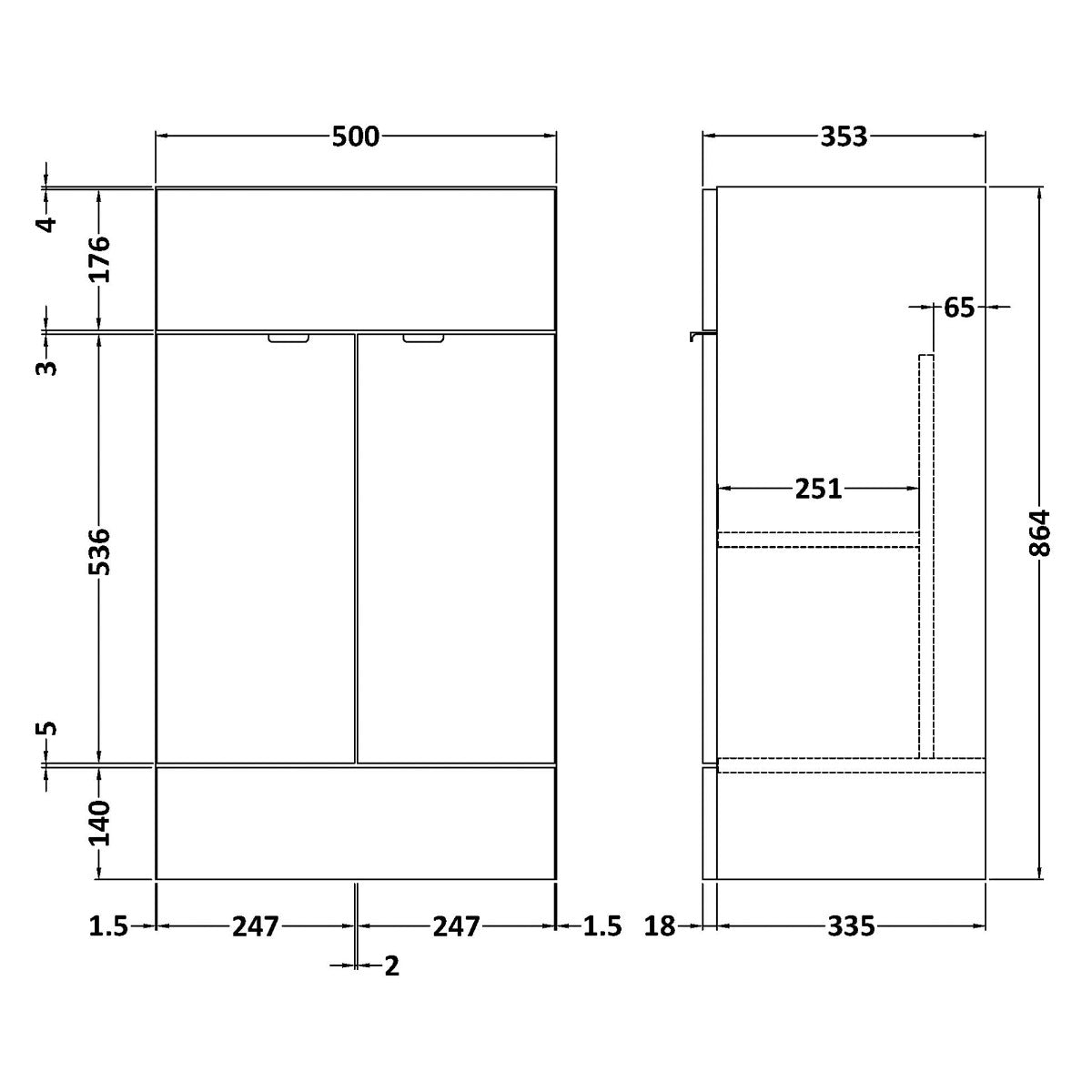 Fairford Union 500mm Full Depth Grey Vanity Unit