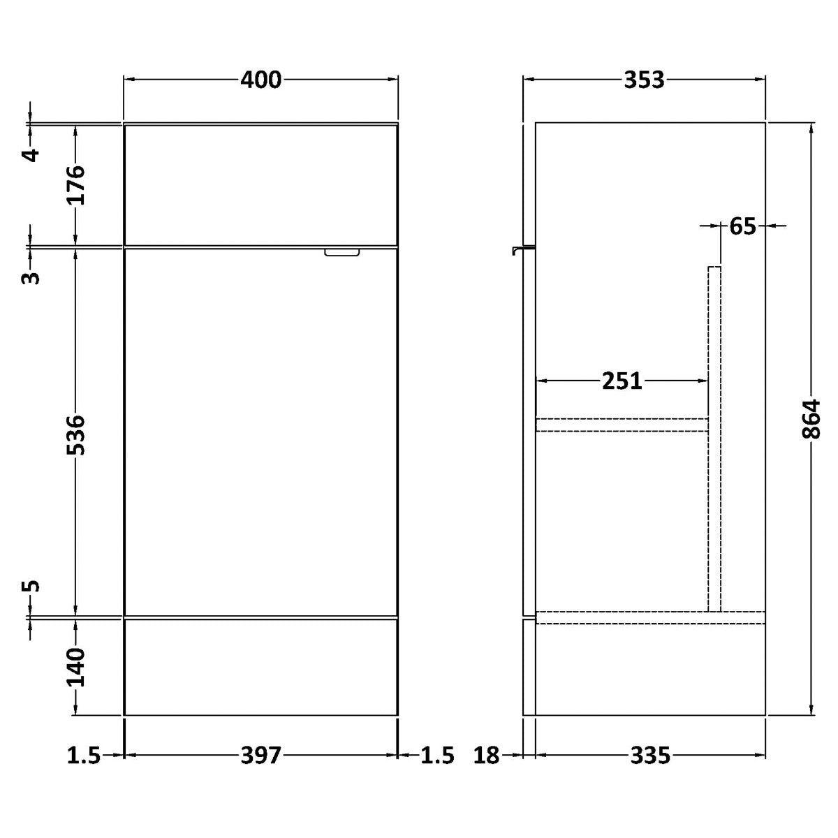 Fairford Union 400mm Full Depth Black Vanity Unit