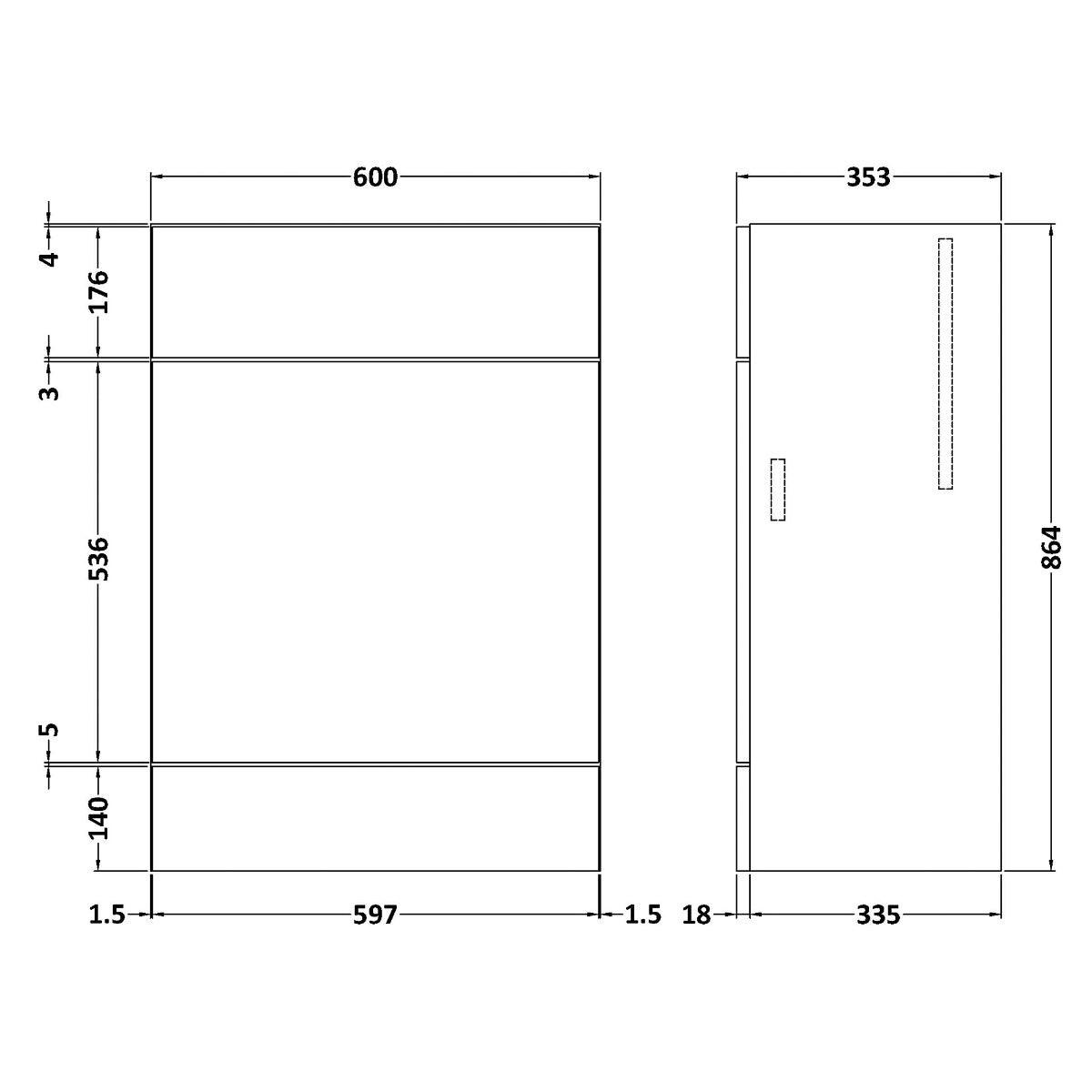 Fairford Union 600mm Full Depth Black WC Unit