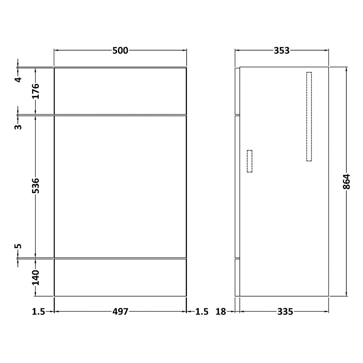 Fairford Union 500mm Full Depth White WC Unit