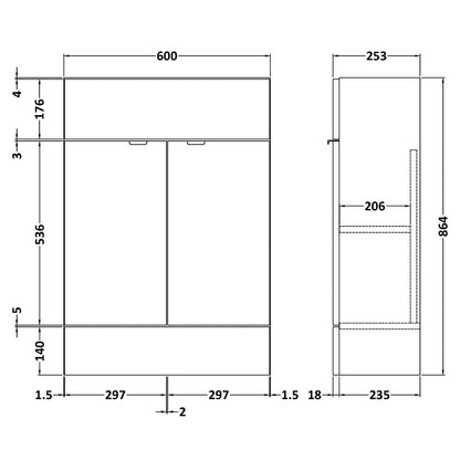 Fairford Union 600mm Slimline Drift Wood Vanity Unit