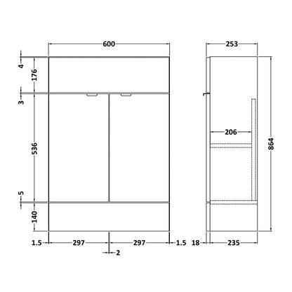Fairford Union 600mm Slimline Black Vanity Unit