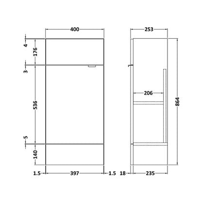 Fairford Union 400mm Slimline White Vanity Unit