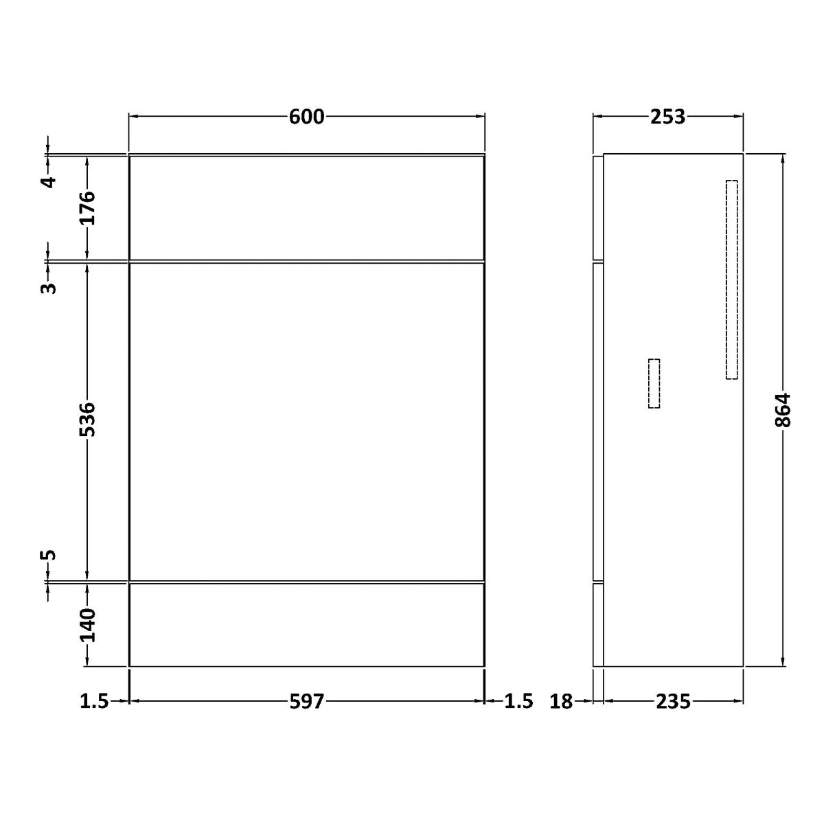 Fairford Union 600mm Slimline Drift Wood WC Unit