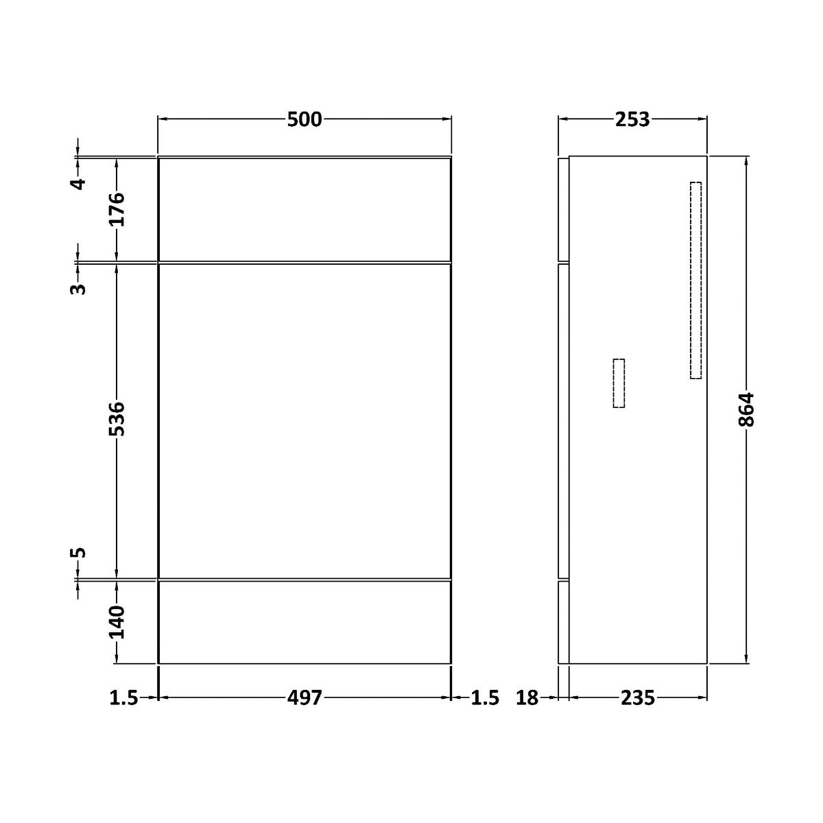 Fairford Union 500mm Slimline Drift Wood WC Unit