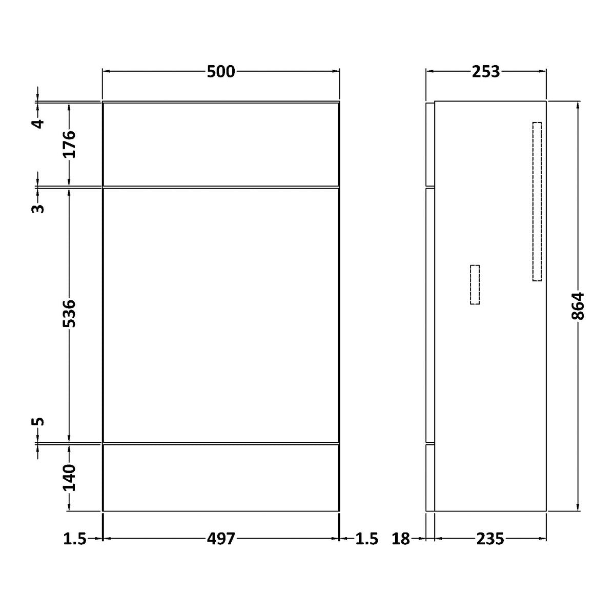 Fairford Union 500mm Slimline Black WC Unit