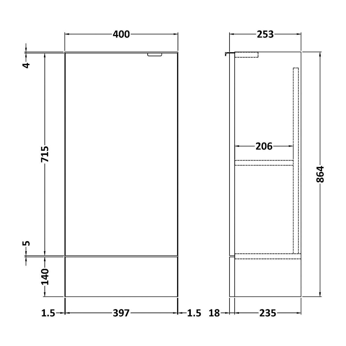Fairford Union 400mm Slimline White Base Unit