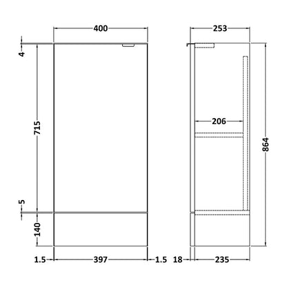 Fairford Union 400mm Slimline White Base Unit