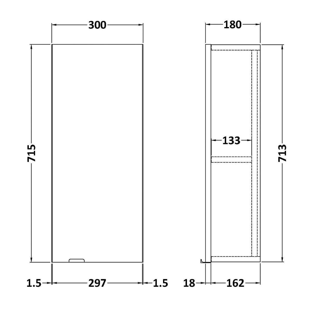 Fairford Union 300mm Slimline White Wall Unit