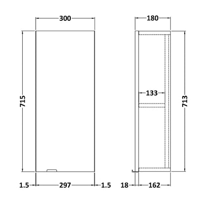 Fairford Union 300mm Slimline Drift Wood Wall Unit