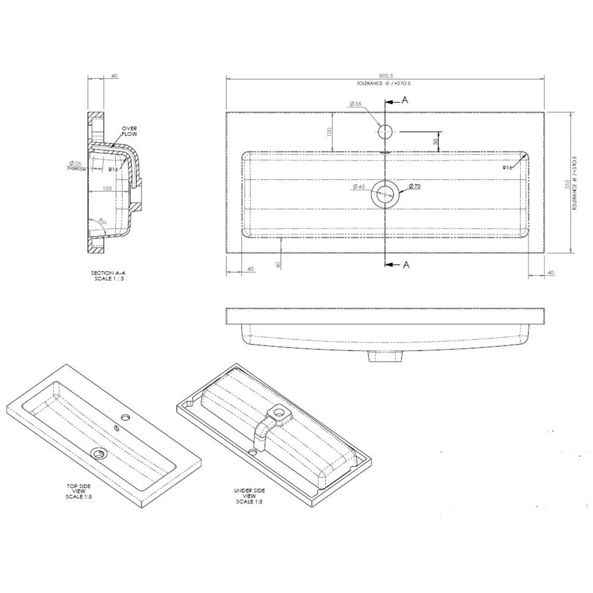 Fairford Union 800mm Full Depth Basin
