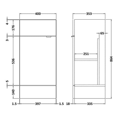 Fairford Union 400mm Full Depth Grey Gloss Vanity Unit