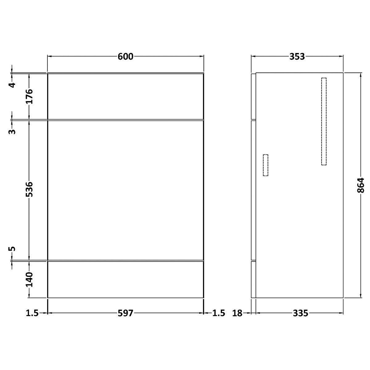 Fairford Union 600mm Full Depth Grey Gloss WC Unit