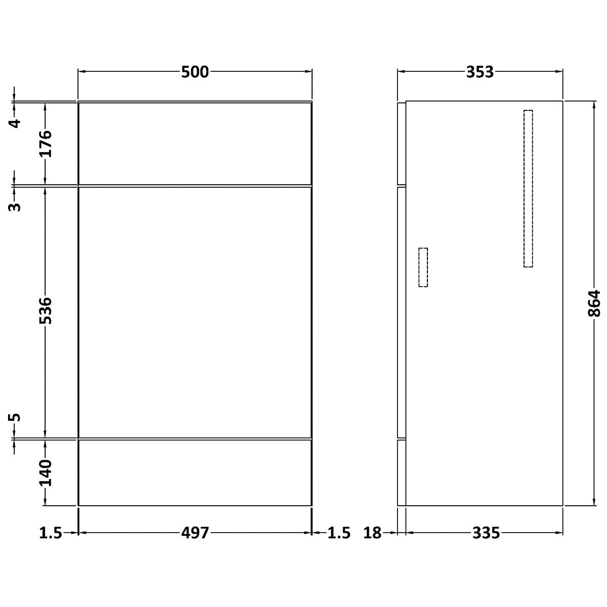 Fairford Union 500mm Full Depth Grey Gloss WC Unit