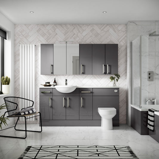 Fairford Union 500mm Slimline Grey Gloss Vanity Unit