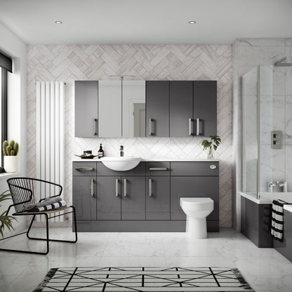 Fairford Union 400mm Slimline Grey Gloss Vanity Unit