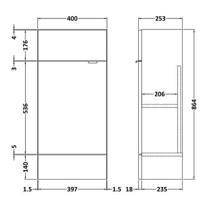 Fairford Union 400mm Slimline Grey Gloss Vanity Unit