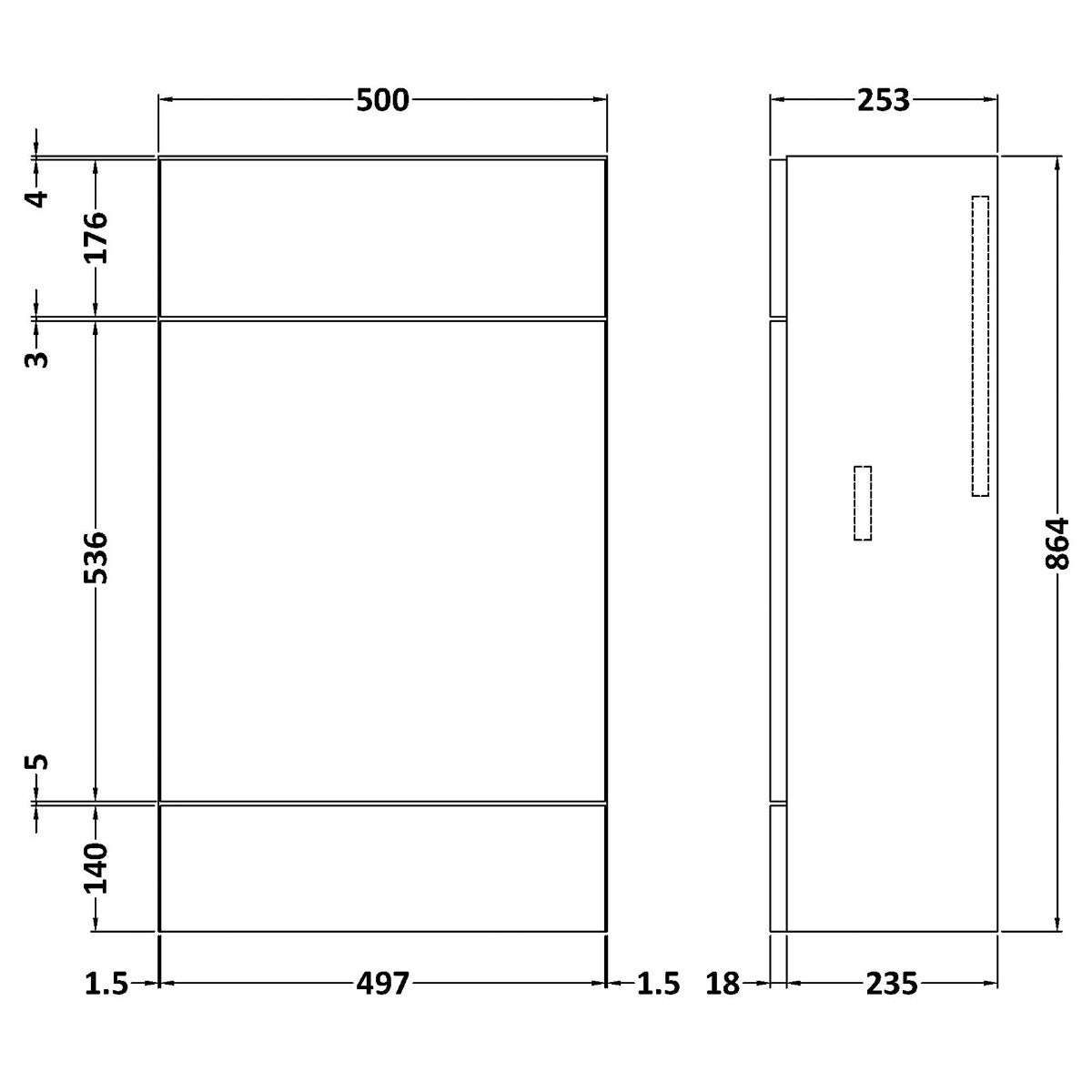 Fairford Union 500mm Slimline Grey Gloss WC Unit