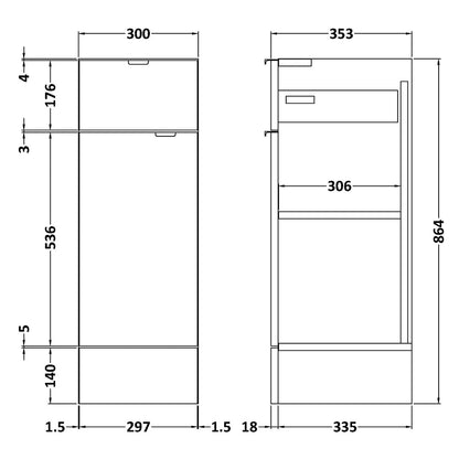 Fairford Union 300mm Full Depth Black Base Unit with Top Drawer