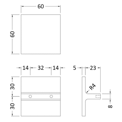 Square Knob Handle, Chrome