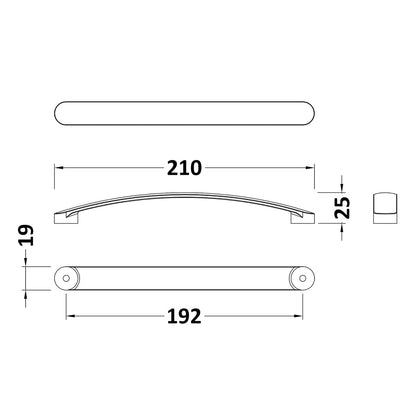Standard Strap Handle, Chrome, 192mm Centres