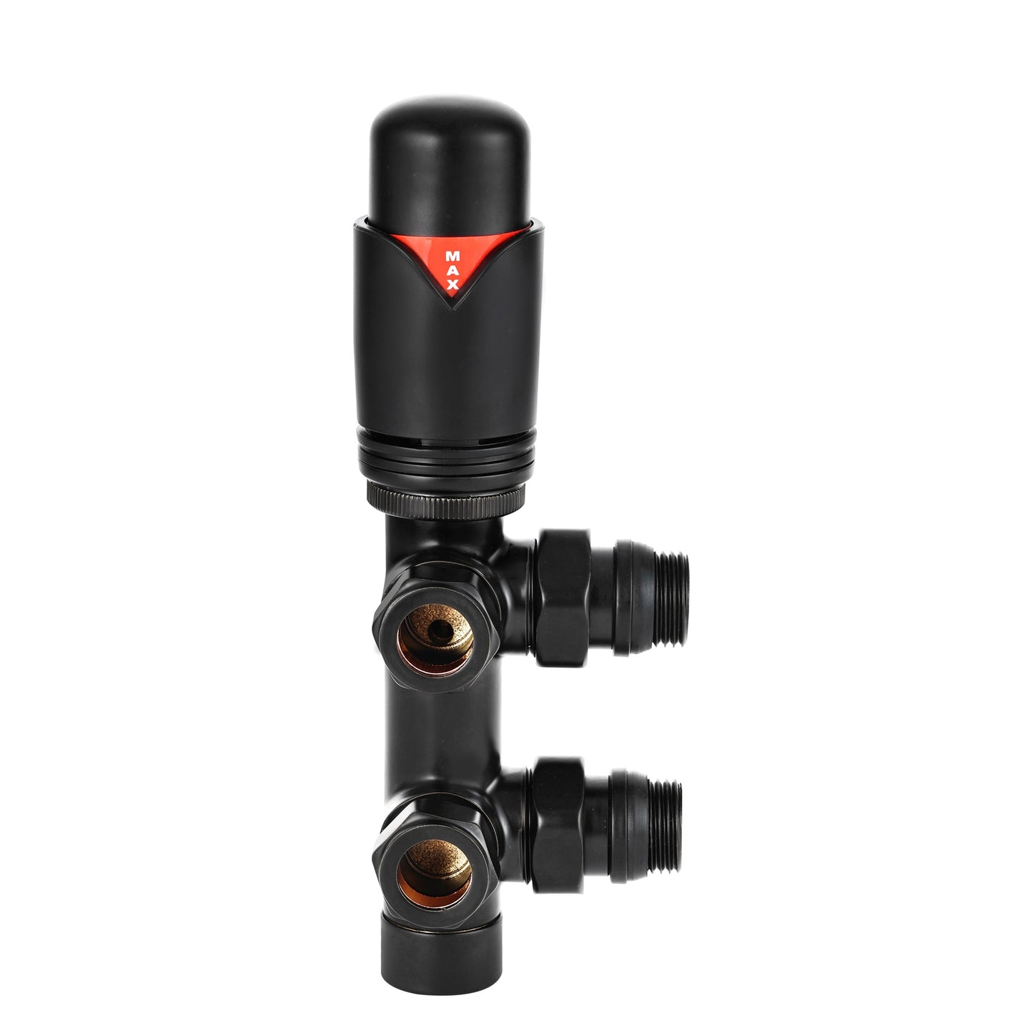 Fairford Matt Black 15mm Twin TRV Radiator Valves